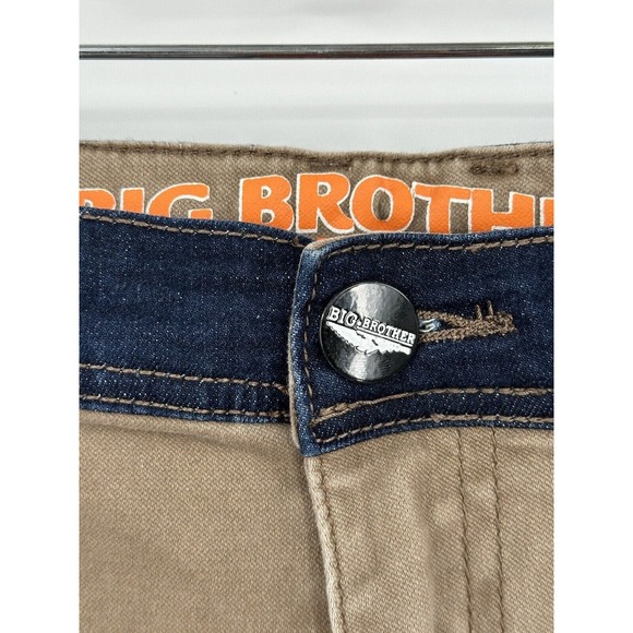 Big Brother Streetwear Beige Navy Trim Y2K Skater Stretch‎ Shorts Size 38 - Picture 2 of 11